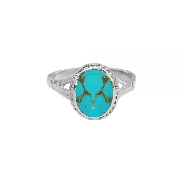 Silver Turquoise Oval Ring