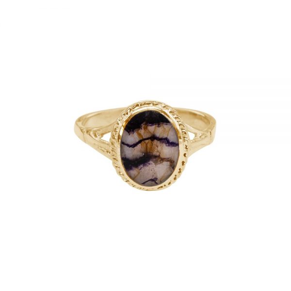 Yellow Gold Blue John Oval Ring