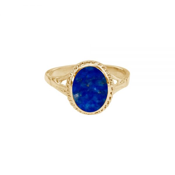 Yellow Gold Lapis Oval Ring