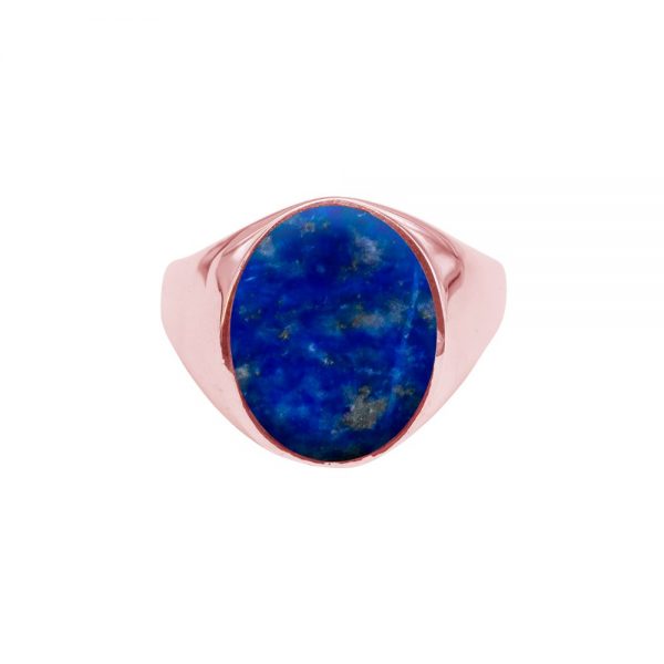 Rose Gold Lapis Oval Signet Ring