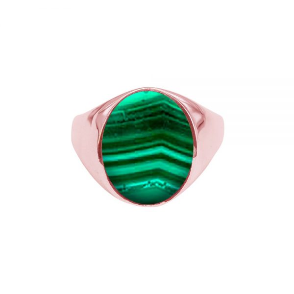 Rose Gold Malachite Oval Signet Ring