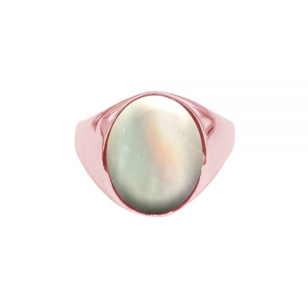 Rose Gold Mother of Pearl Oval Signet Ring