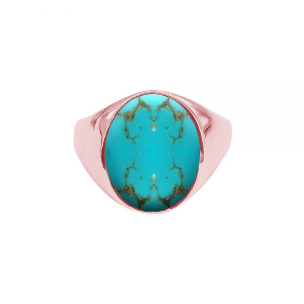 Rose Gold Turquoise Oval Signet Ring