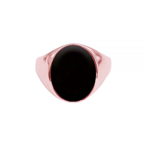 Rose Gold Whitby Jet Oval Signet Ring