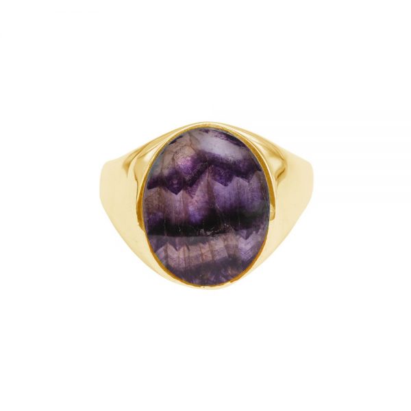 Yellow Gold Blue John Oval Signet Ring