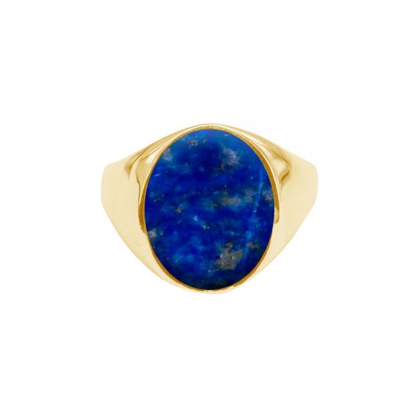 Yellow Gold Lapis Oval Signet Ring