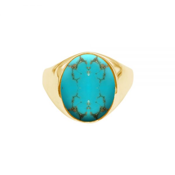 Yellow Gold Turquoise Oval Signet Ring