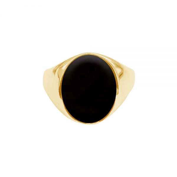 Yellow Gold Whitby Jet Oval Signet Ring