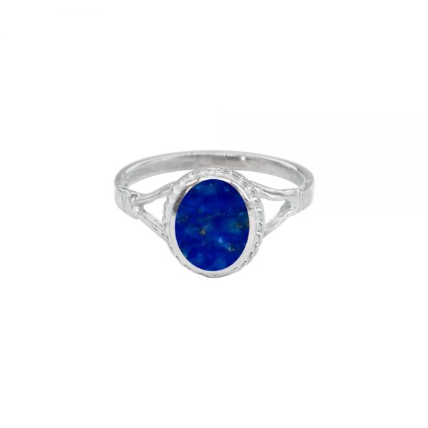 White Gold Lapis Oval Ring