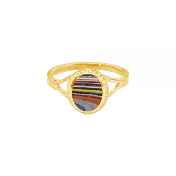Yellow Gold Fordite Oval Ring