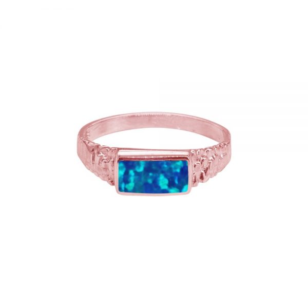 Rose Gold Opalite Cobalt Blue Ring