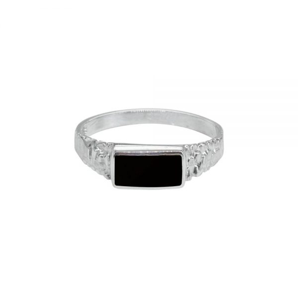 Silver Whitby Jet Ring