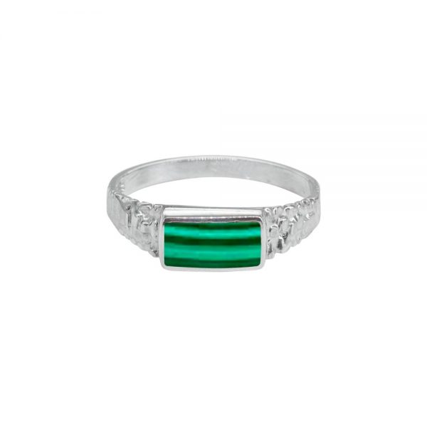 White Gold Malachite Ring