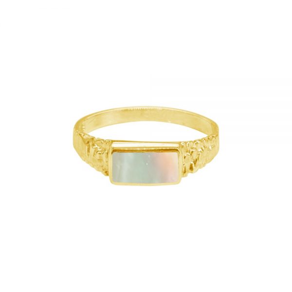 Yellow Gold Mother of Pearl Ring