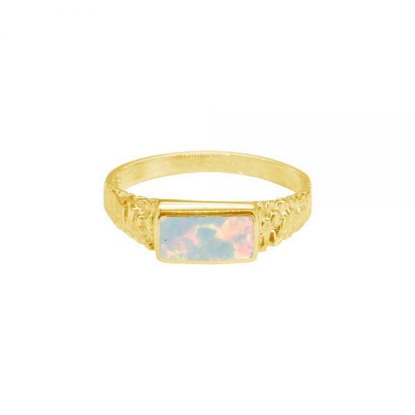 Yellow Gold Opalite Sun Ice Ring