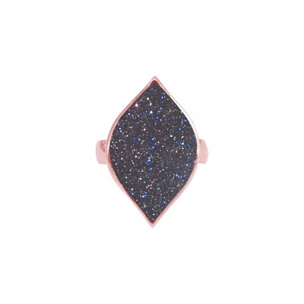 Rose Gold Blue Goldstone Ring