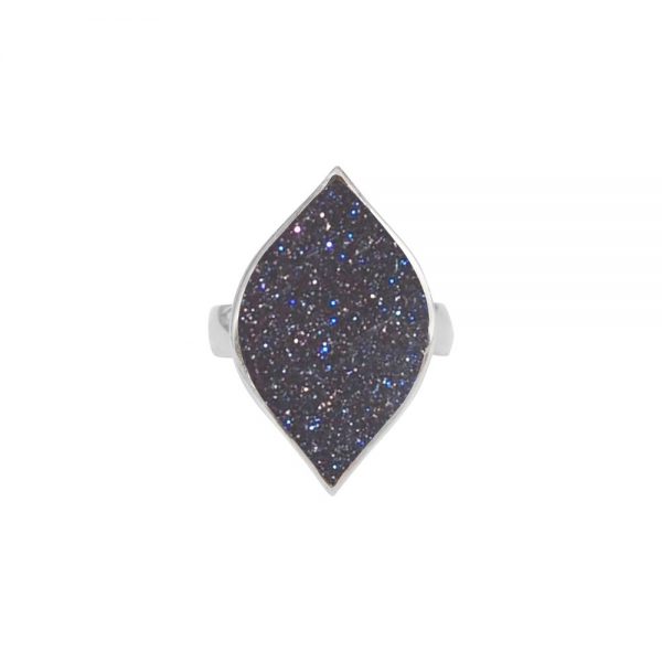 Silver Blue Goldstone Ring