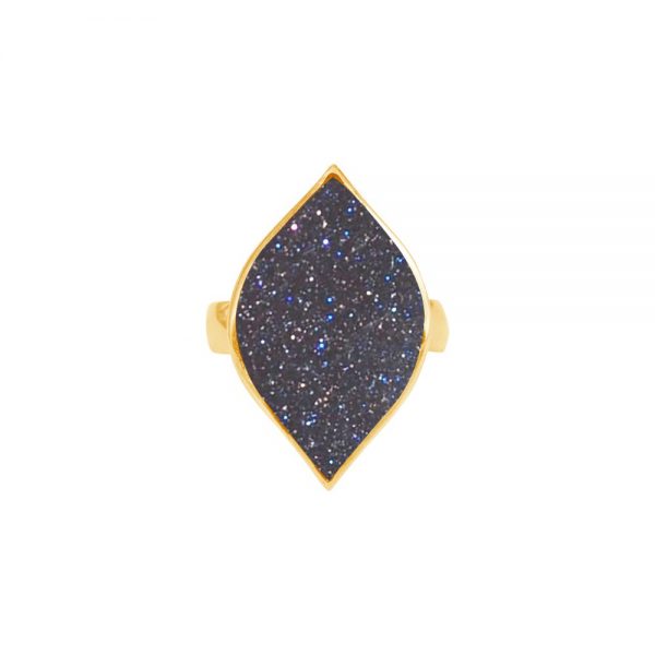 Yellow Gold Blue Goldstone Ring