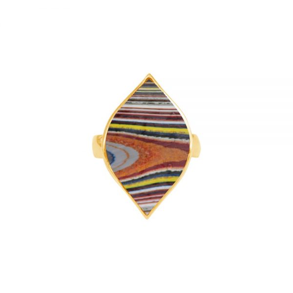 Yellow Gold Fordite Ring