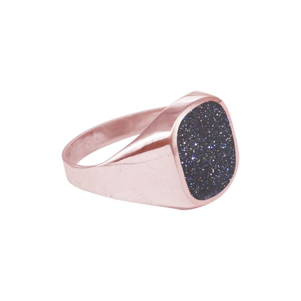 Rose Gold Blue Goldstone Signet Ring