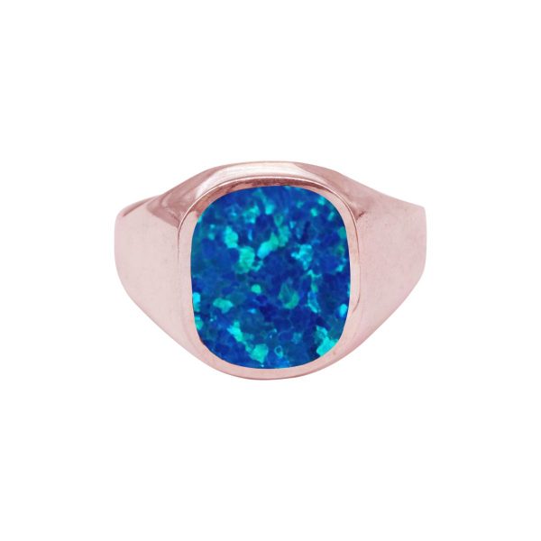 Rose Gold Opalite Cobalt Blue Signet Ring