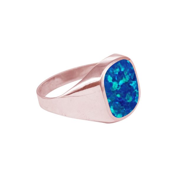 Rose Gold Opalite Cobalt Blue Signet Ring