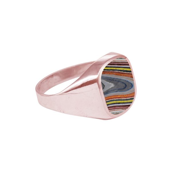 Rose Gold Fordite Signet Ring