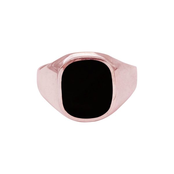 Rose Gold Whitby Jet Signet Ring