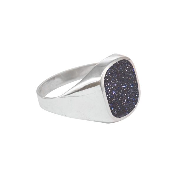 Silver Blue Goldstone Signet Ring