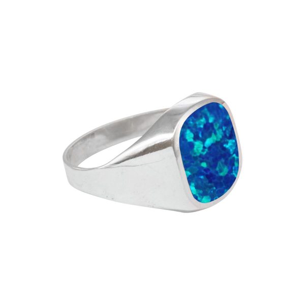 Silver Opalite Cobalt Blue Signet Ring