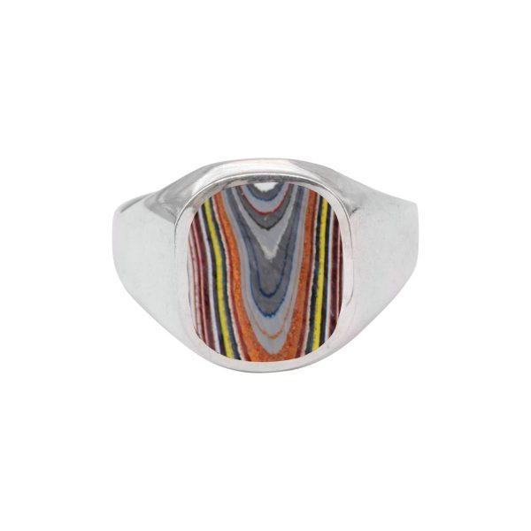 Silver Fordite Signet Ring