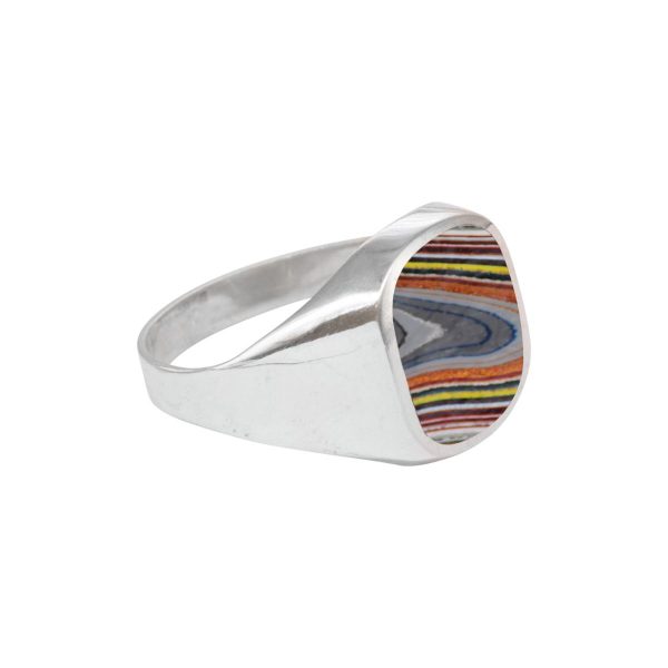 Silver Fordite Signet Ring