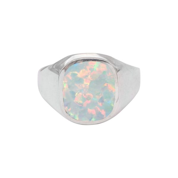 Silver Opalite Sun Ice Signet Ring