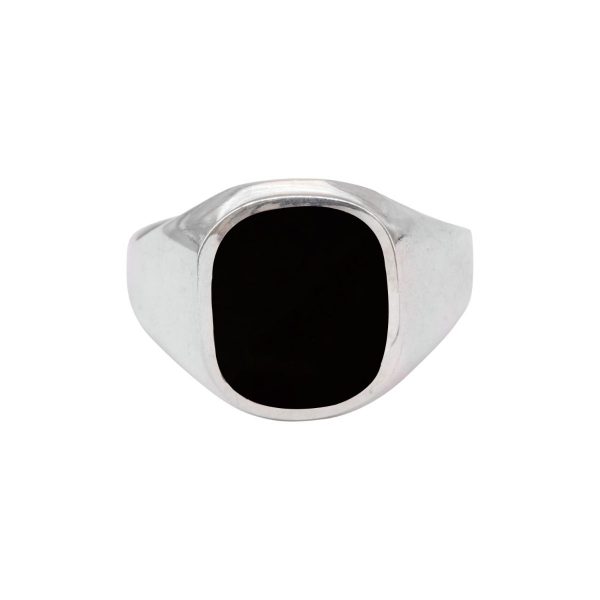 Silver Whitby Jet Signet Ring