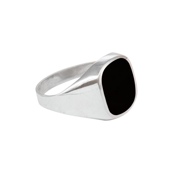 Silver Whitby Jet Signet Ring