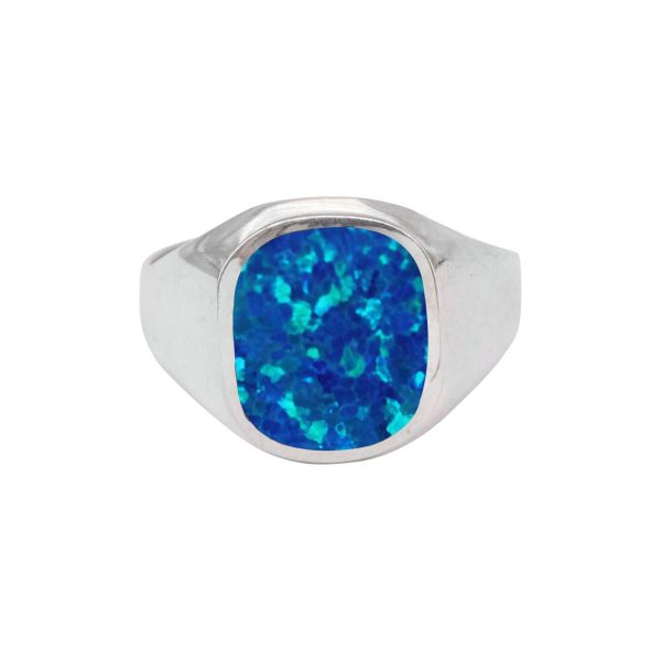 White Gold Opalite Cobalt Blue Ring