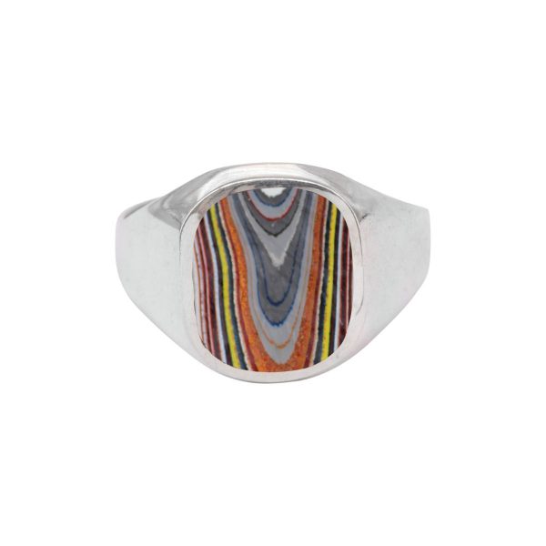 White Gold Fordite Ring