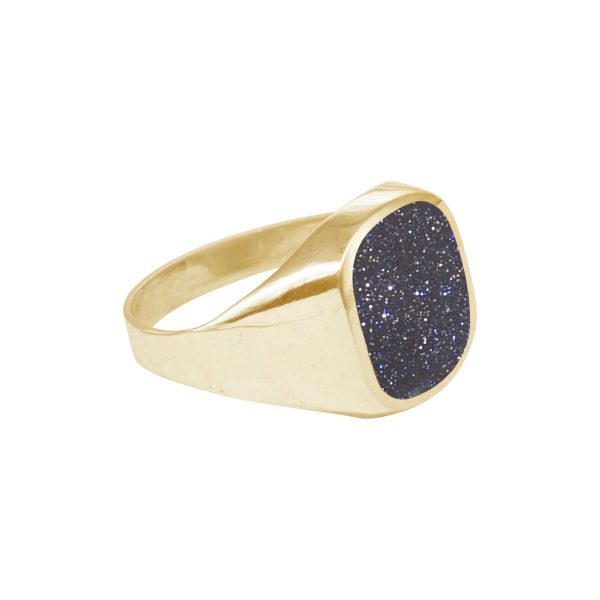 Yellow Gold Blue Goldstone Signet Ring