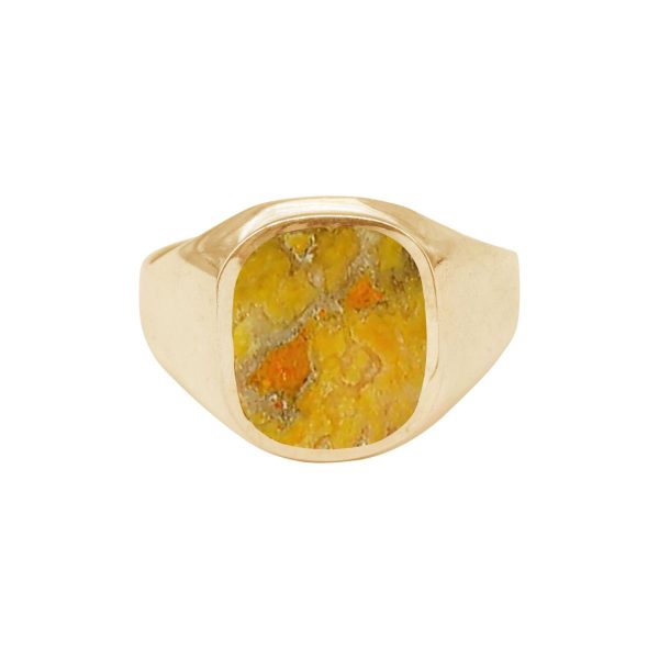 Yellow Gold Bumblebee Jasper Signet Ring