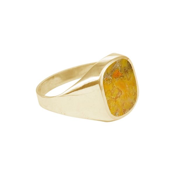 Yellow Gold Bumblebee Jasper Signet Ring