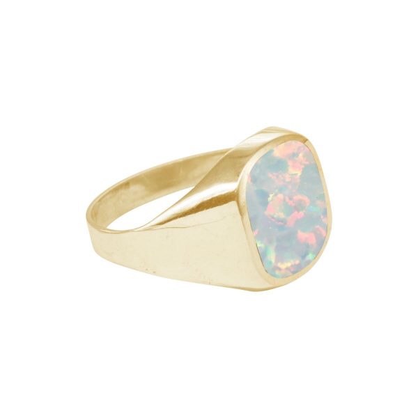 Yellow Gold Opalite Sun Ice Signet Ring