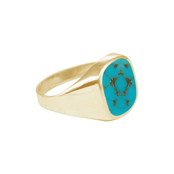 Yellow Gold Turquoise Signet Ring