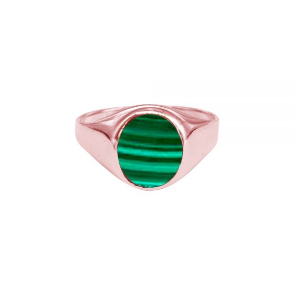 Rose Gold Malachite Signet Ring