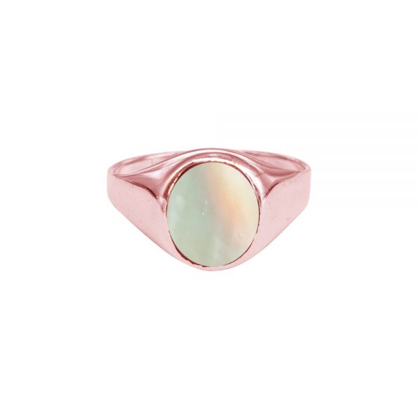 Rose Gold Mother of Pearl Signet Ring