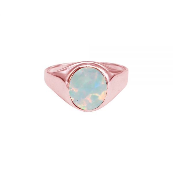 Rose Gold Opalite Sun Ice Signet Ring