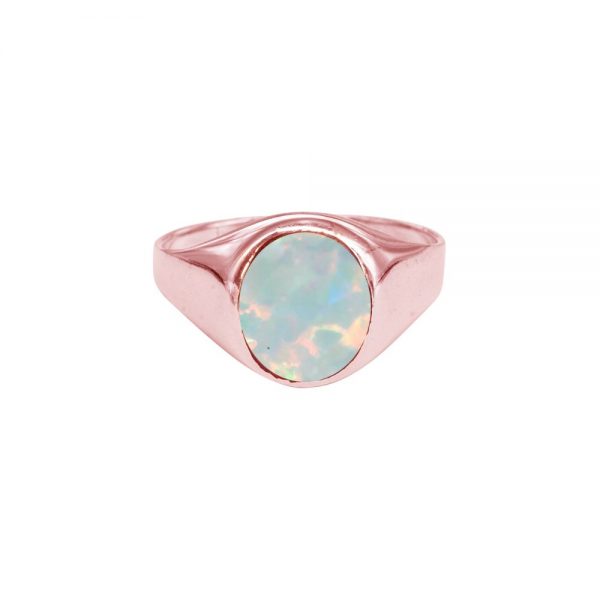 Rose Gold Opalite Sun Ice Signet Ring