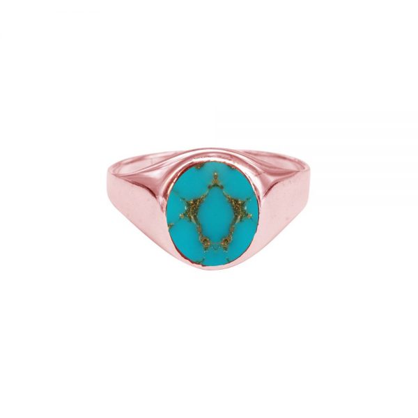 Rose Gold Turquoise Signet Ring