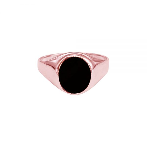 Rose Gold Whitby Jet Signet Ring