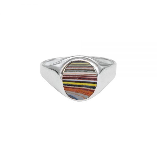 Silver Fordite Signet Ring