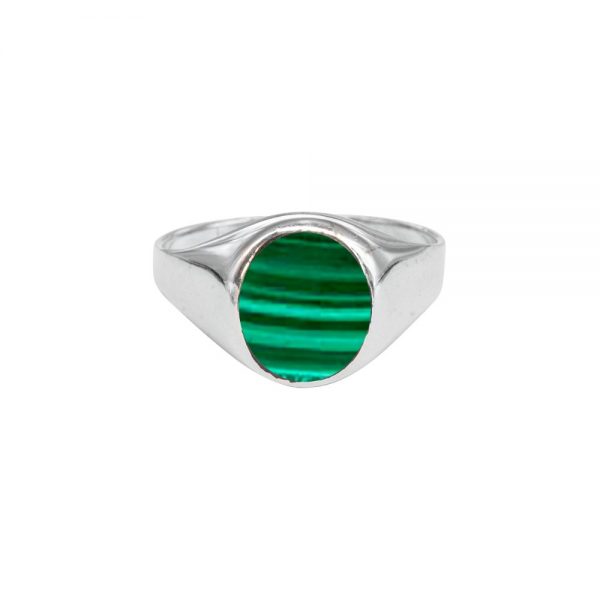 Silver Malachite Signet Ring